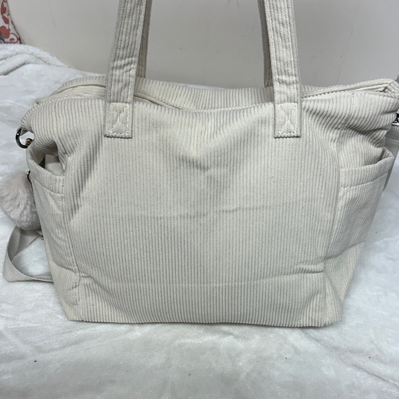 Elegant Cream Corduroy Women's Tote Bag - Picture 2 of 12